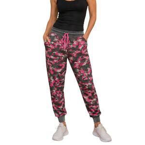 Faded Glory Pink Fleece Camo Jogger Pants, XS